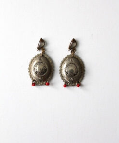 vintage southwest Indian Head coin drop earrings