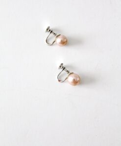 vintage faux pink pearl earrings