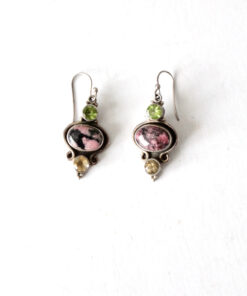 vintage rhodonite drop earrings